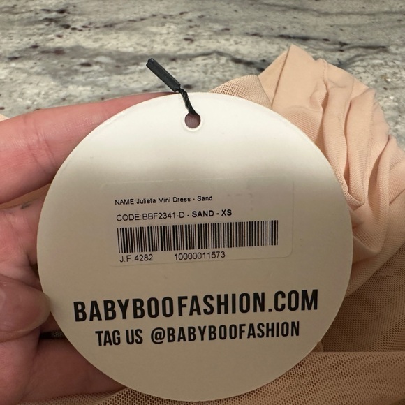 NWT Babyboo Julieta sand color mini dress| size XS - Picture 3 of 6
